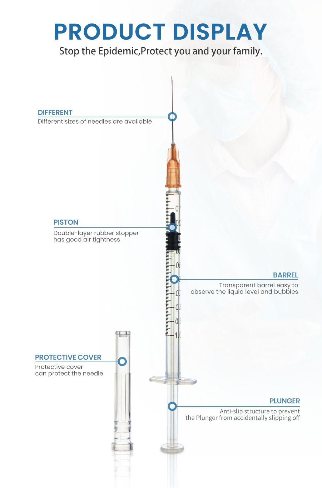 Medical Consumables Disposable 1ml Vaccine Syringe with Luer Lock