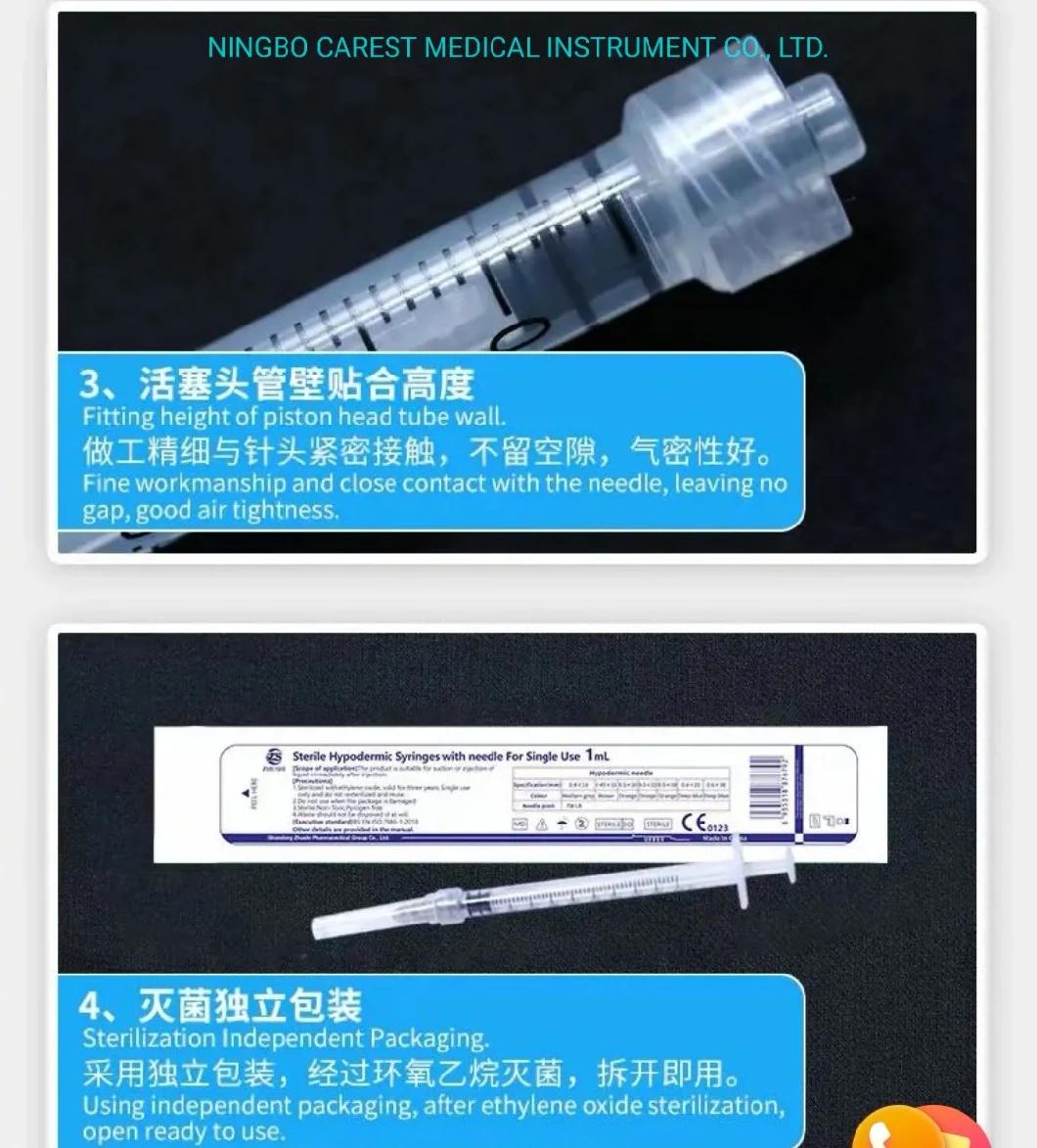 Sterile Hypodermic Syringe with Needle for Single Use