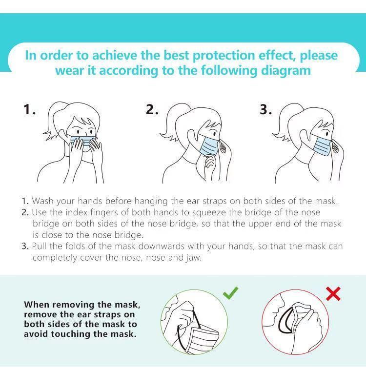 Large Instock OEM Disposable Surgical Non-Woven 3ply Fack Mask with Earloops