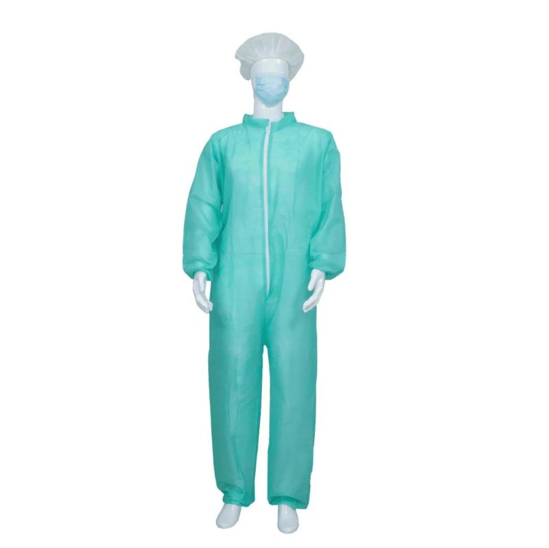 Workwear/Factory Prevent Dust Disposable Medical Use Non-Woven Coverall with Elastic Wrist and Zipper Closure