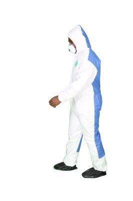 CE Type5-6 Protective Clothing Disposable Microporous Coverall with SMS at Back