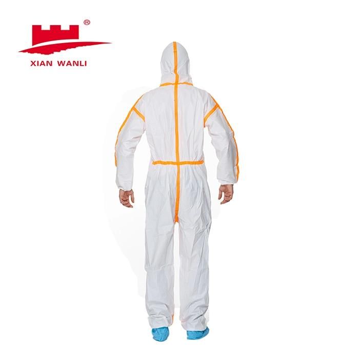 Type 4/5/6 Heat Sealed Tape Seam Disposable Microporous Medical Coverall