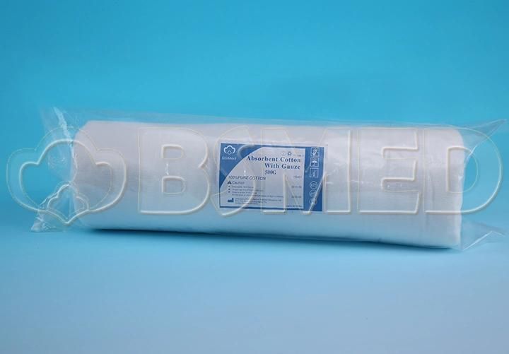 First Aid Surgical Disposable Absorbent Cotton Wool Roll with Gauze