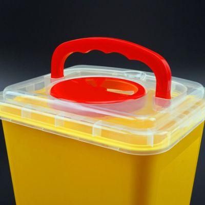 Disposable Sharps Container, 5L Medical Biohazard Waste Bin, Square Sharp Container