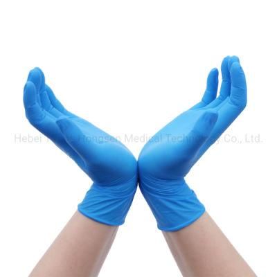 Wholesale Food Touch Disposable Powder Free Blue Nitrile Examination Gloves