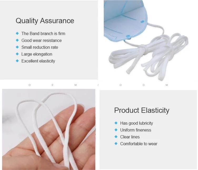 Soft Round and Flat Nonwoven Fabric Earloop Colorful Elastic Nylon Polyester Earloop 3-5mm Colorful Elastic Earloop for 3ply Mask