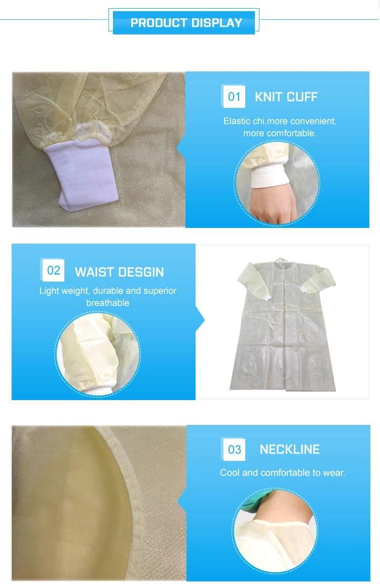Hot Nurse Apron Uniform Disposable Medical Surgical Gown/Doctor Gown Isolation Gown with CE ISO