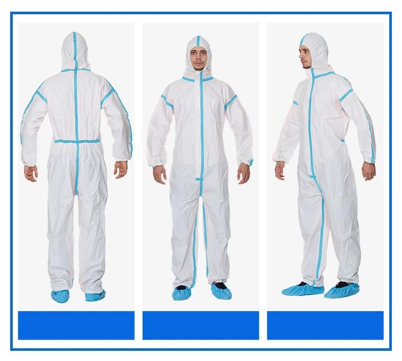En14126 Type4b/5b/6b Taped Microporous Disposable Protection Safety Hazmat Suits