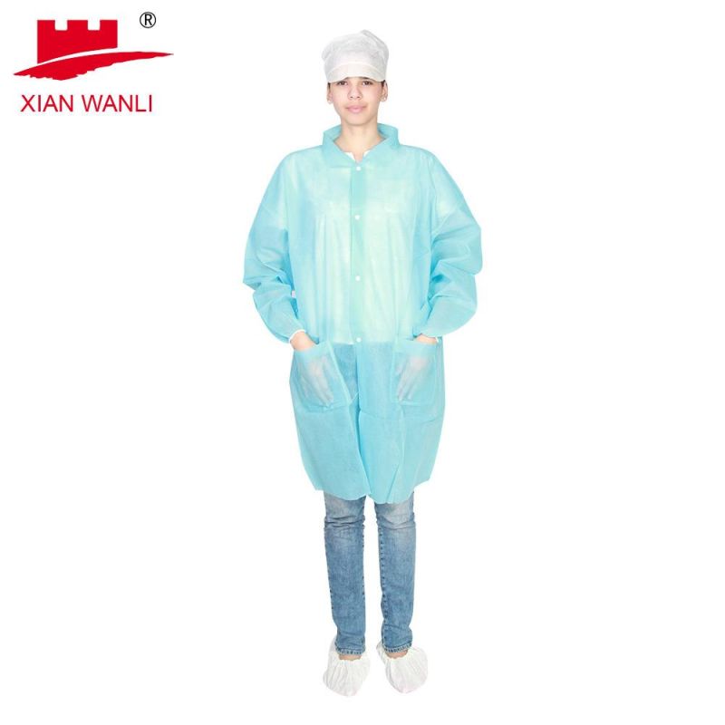 Disposable Spp Non-Woven Long Sleeve Protective Lab Coat