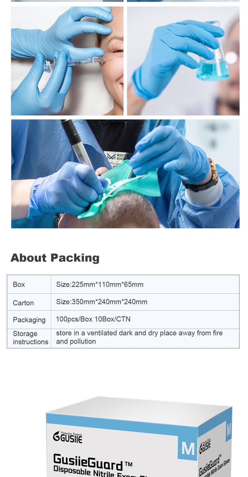High Qualityblue Color Disposable Medical Examination Nitrile Gloves