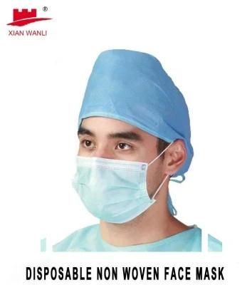 Protective Face Mask in Medical 3 Ply Disposable Nonwoven Surgcal Medcal Face Mask with Elastic Ear-Loops/Tie-on