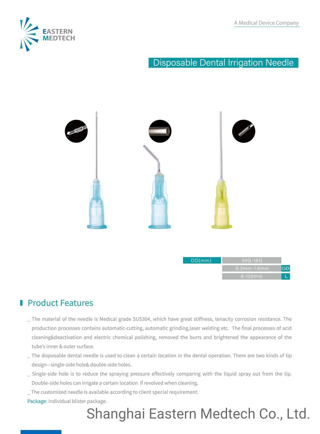 CE&ISO Certificated Sterile Single Use Dental Irrigation Right Angle Type Needle