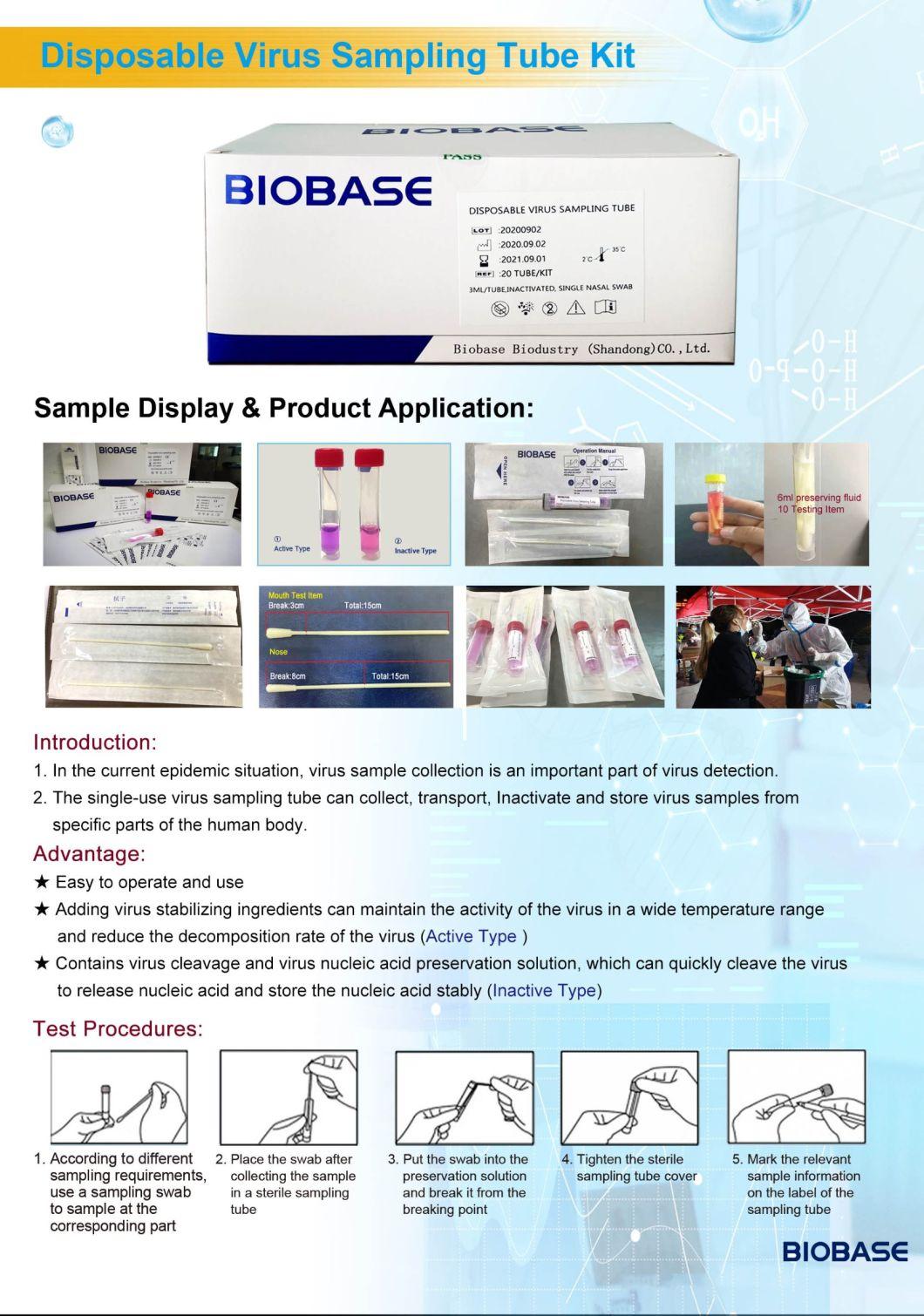 Biobase Vtm Sample Collection Tube with Nasopharyngeal Swab and Throat Swab Vtm Tube