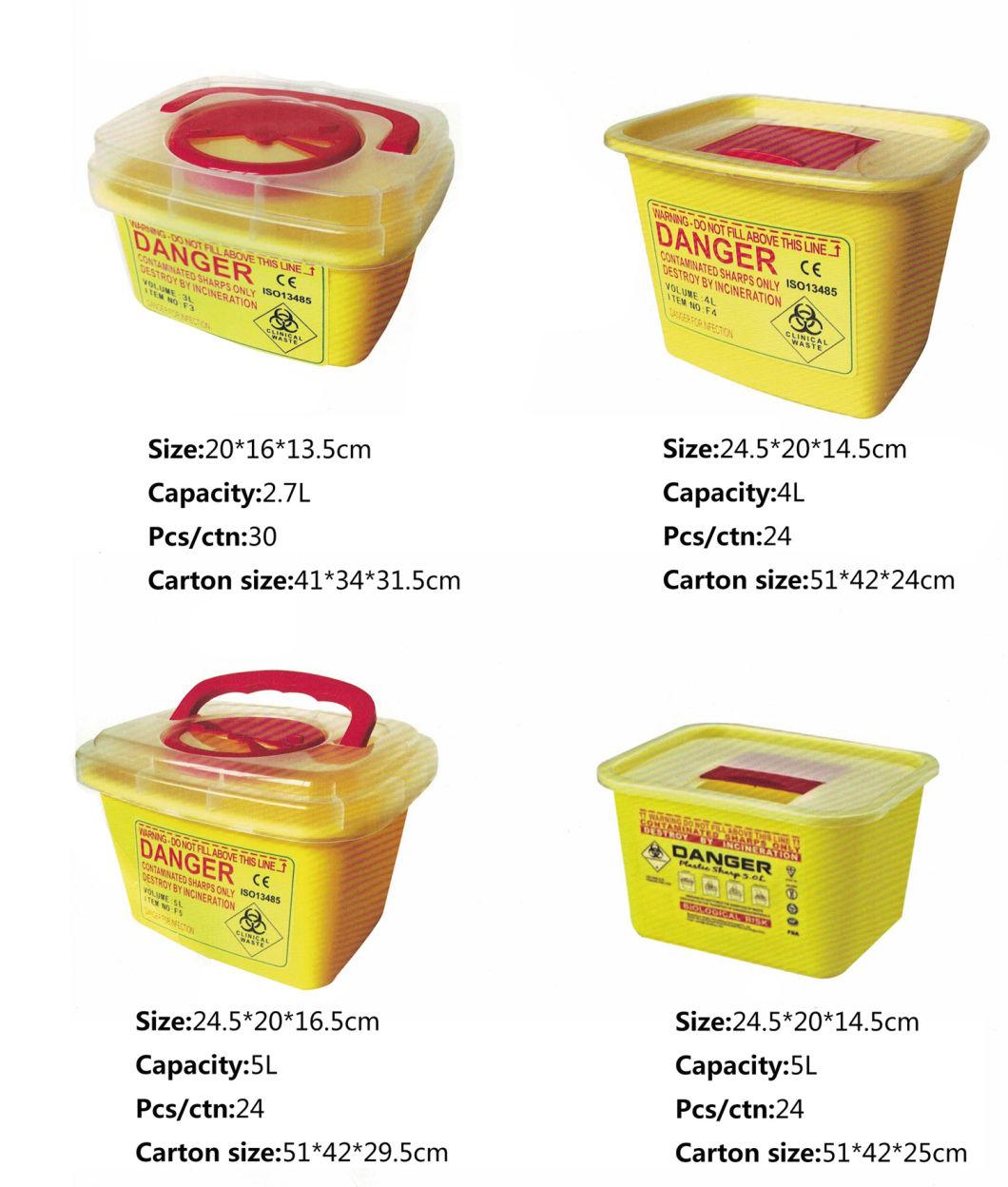 Disposable Plastic Medicalsharp Safe Container Tool Box 0.2L 0.7L 1L 2L 2.7L 4L 5L 6L 7L 8L 9L 10L 13L 15L 18L 20L 25L 30L