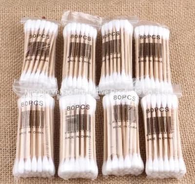 Disposable Wooden Cotton Swab Applicator with Single or Double Head