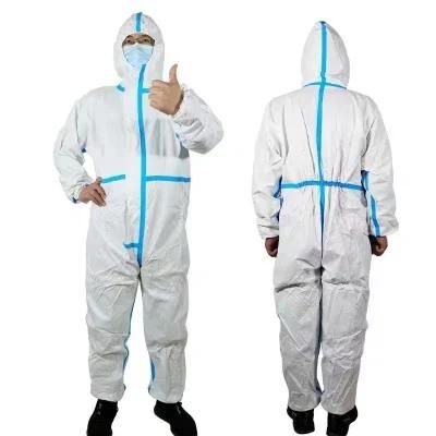 Disposable Chemical Microporous Coverall Suit with Hood
