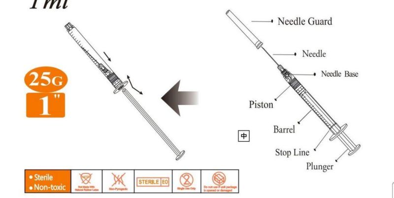 Medical Supply Retractable Safety Syringe 0.3/0.5/1/3/5ml with Fixed Needle FDA CE ISO 510K