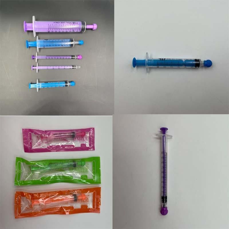 Teamstand Colorful Various Sizes Disposable Medical Oral Feeding Syringe with Caps