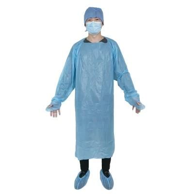 Hot Sealing Blue Disposable CPE Gowns Waterproof Plastic Apron CPE Isolation Gown