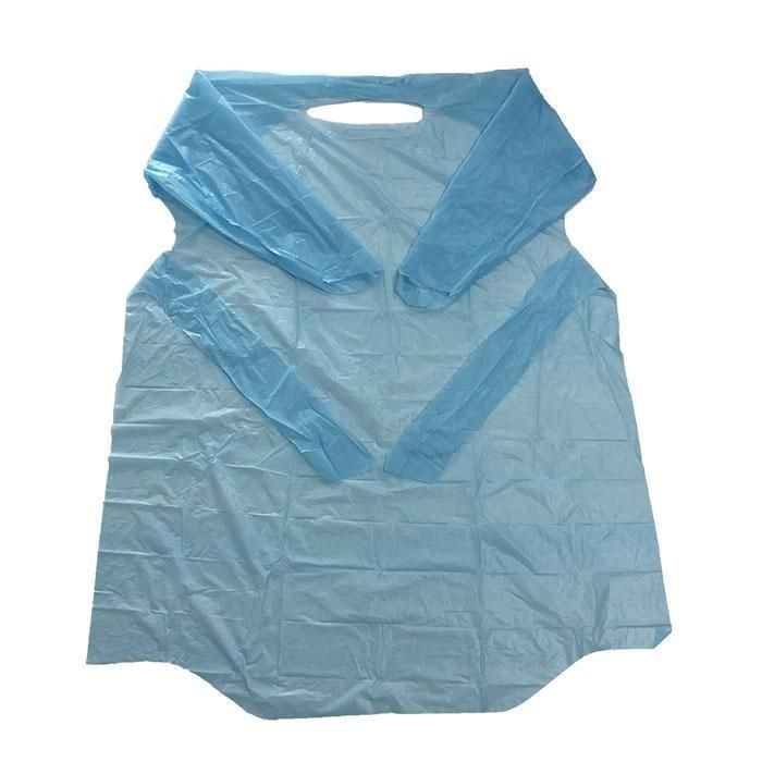 Desechable CPE Pechera Disposable Apron with Sleeves and Thumb Loops Disposable Waterproof Plastic Gown PE Isolation Gown