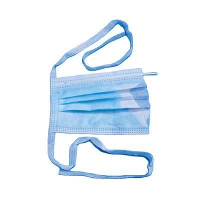 Factory Machine Made 3-Ply Disposable Surgical Mask Class I En14683 Type Iir Tie-on Medical Face Mask