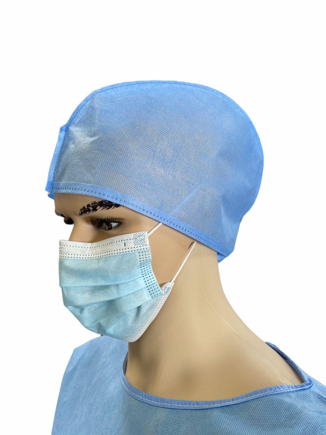 Elastic Anti-Slip PP+PE PP SMS Disposable Surgical Non Woven Face Mask, Nitrile Gloves, Surgical Doctor Flip Cap Bouffant Cap Doctor Cap for Hospital, Doctor
