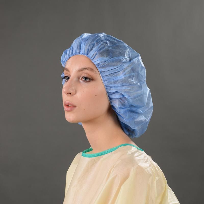 Light Blue Boufant Cap Disposable for Hospital Chemical High Quality