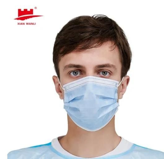 Hospital 3 Ply Disposable Nonwoven Surgcal Medcal Face Mask with Elastic Ear-Loops/Tie-on Protective Face Mask in Medical, Food and Beauty Industry