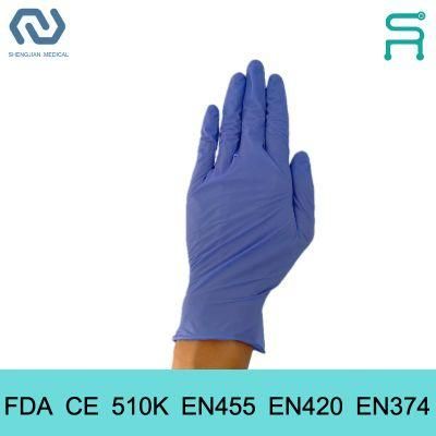 510K En455 Nitrile Gloves Powder Free Disposable Nitrile Examination Gloves