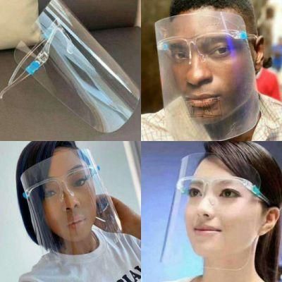 Adjustable Plastic Transparent Anti Fog Safety Face Shield with Glasses