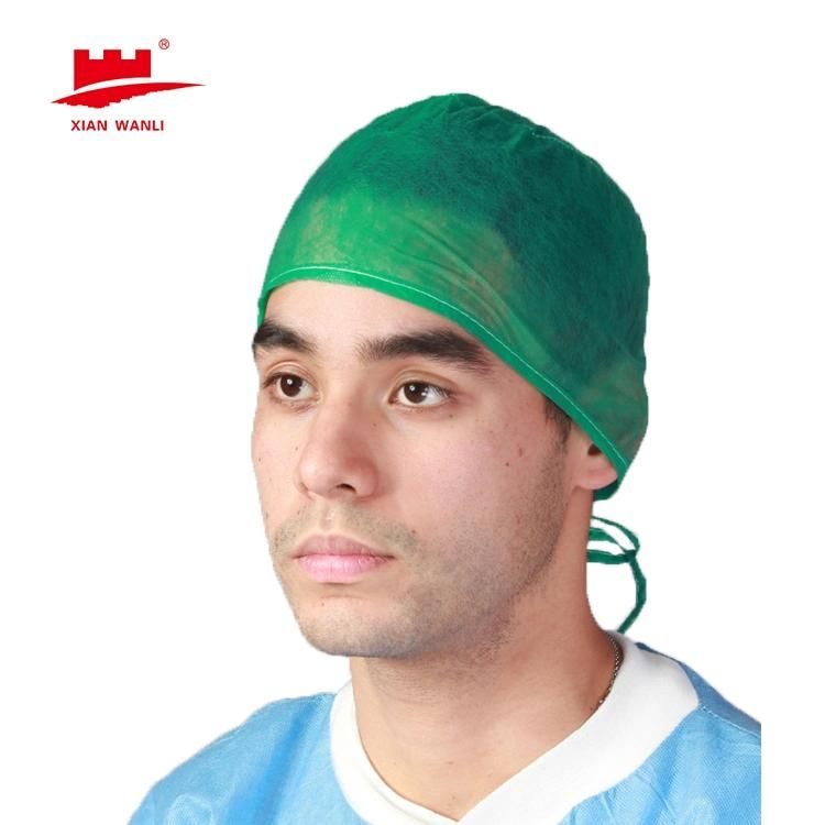 Disposable Non Woven Strip Clip Cap Bouffant Head Cover Hair Net Surgical Doctor Hat Round Mob Cap