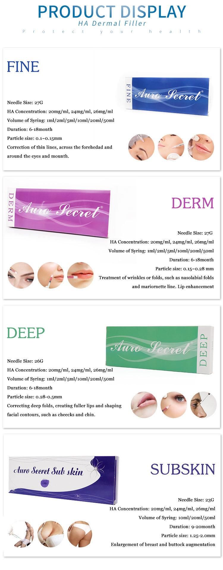 Korea Medical Dermal Filler 2 Ml for Deep Folds Natural Skin