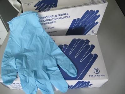 blue Nitrile Medical Exam Glove Powder Free or Powdered with USP Absorbable Corn Starch