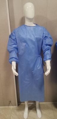 Disposable Breathable Blue Sterile Health Surgical Nonwoven Fabric Gown