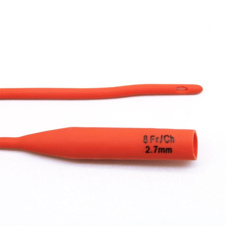 Sterilized Red Latex Urethral Catheter Silicone Coated Size Fr6 to Fr30