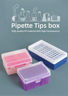Blue Pipette Plastic Tips Rack Box with Filter