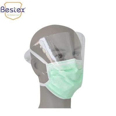 Disposable Face Mask with Eyeshield Anti-Fog and Eye-Protective with Tie on