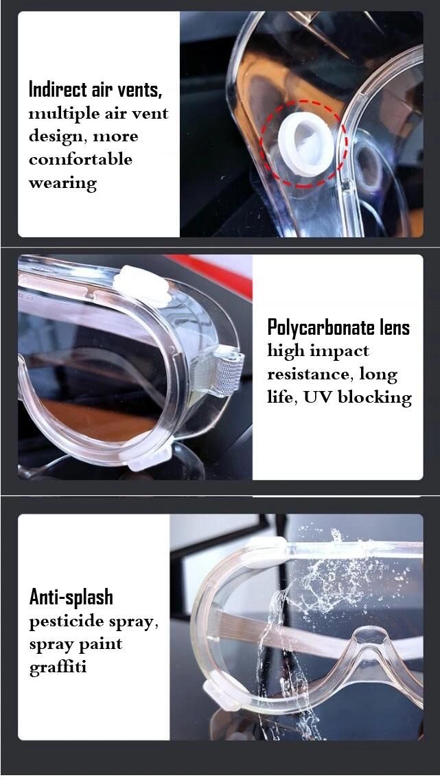 China Industrial Lab Anti Splash Saliva Virus Fog Medical Enclosed Safety Goggles, Protective Eye Safety Glasses Goggle Clear