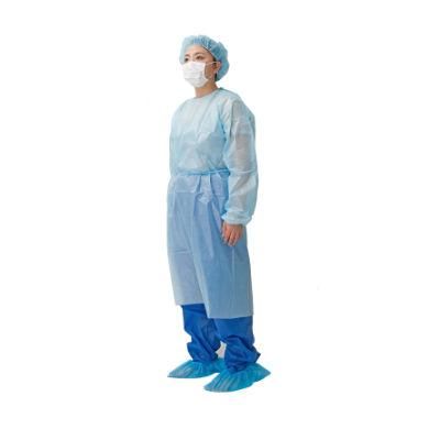 Disposable CPE/PE Blue Isolation Gown with Sleeve Disposable Usage Dustproof