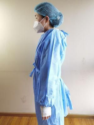 Disposable Isolation Gown, FDA Registered, CE Certified Level 2 40g, Fully Closed Double Tie Back, Knitted Cuffs, Fluid Resistant, Unisex