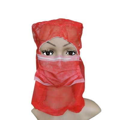 Disposable and High Quality Wholesale Colorful SBPP Astro Cap Hood Head Cover Astronaut Cap with 2ply Face Mask