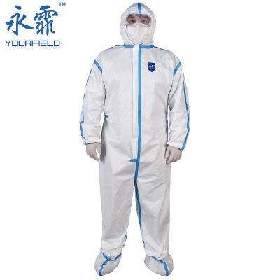Yourfield Manufacturer China National Standard GB 19082-2009 Sterile Disposable Protective Hooded Gown Garment Clothing