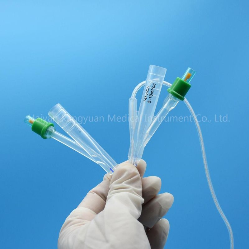 3 Way 4 Way Silicone Foley Catheter with Temperature Sensor Probe Round Tipped