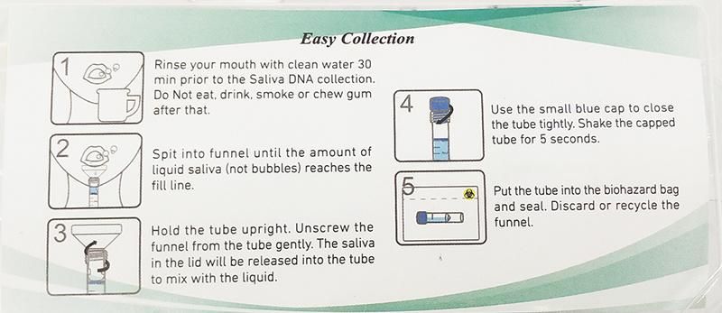 DNA Sterile V Shape Tys-01 Collecting Funnel Test Sample Tube Device Saliva Collection Kit