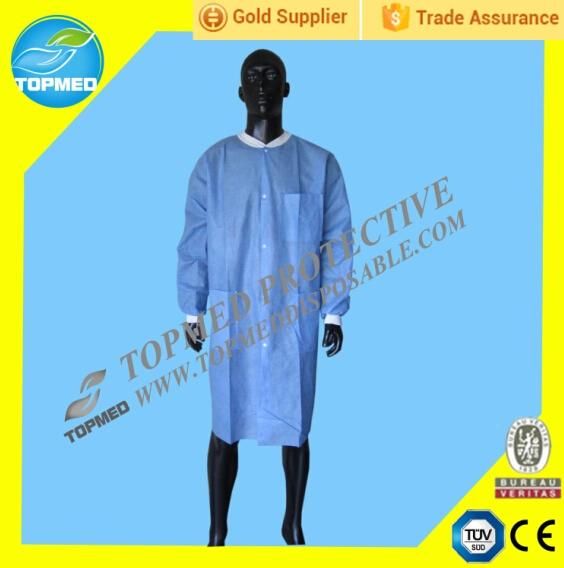 Disposable SBPP Lab Coat, Dotcot Coat, Nonwoven Lab Gown