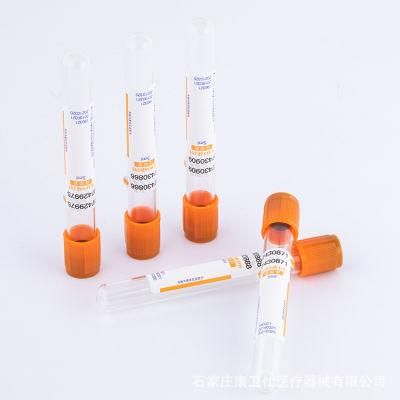 Disposable Negative Pressure Blood Vessel, Orange Tube Serum Biochemical Coagulant Accelerator Tube, Various Models Support Customization