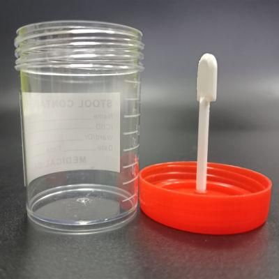 30ml 40ml 60ml Laboratory Medical Consumbales Plastic Disposable Stool Sample Specimen Collection Container with Spoon Screw Cap for Hospital