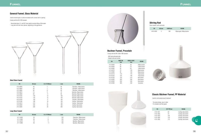 Hot Sale Laboratory Glassware 40mm 50mm 60mm Conical Filter Small Borosilicate Glass Funnel for School Use