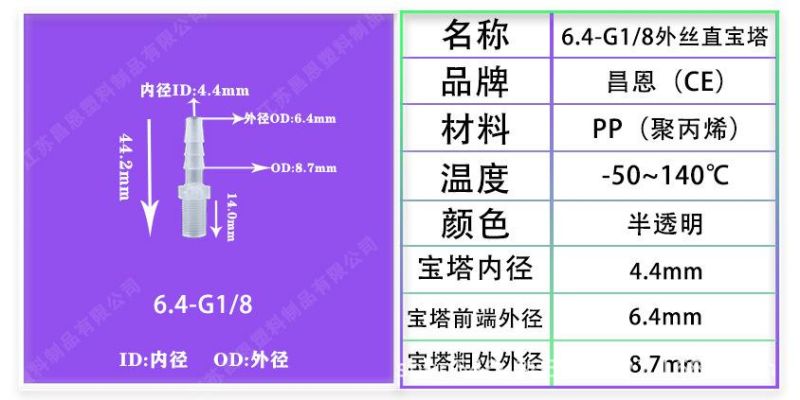 High Temperature Resistance and Corrosion Resistance PP Male Threaded Joints Threaded Pagoda Hose Joints Butt Joints Water Pipe Joints