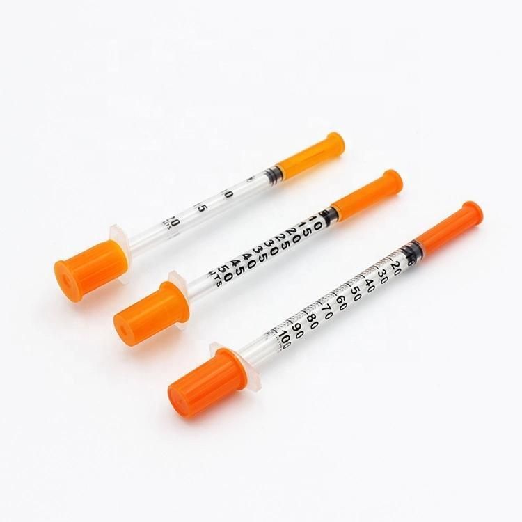 Sterile Disposable Medical Insulin Syringe with Fixed Needle U-40/U-100 0.3ml/0.5ml/1.0ml FDA CE&ISO
